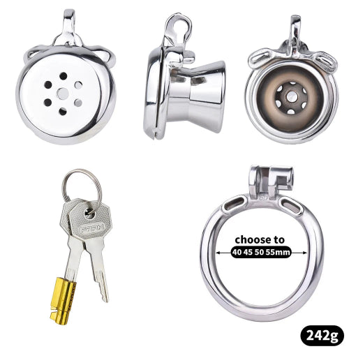 Inverted flat metal chastity cage with multiple rings