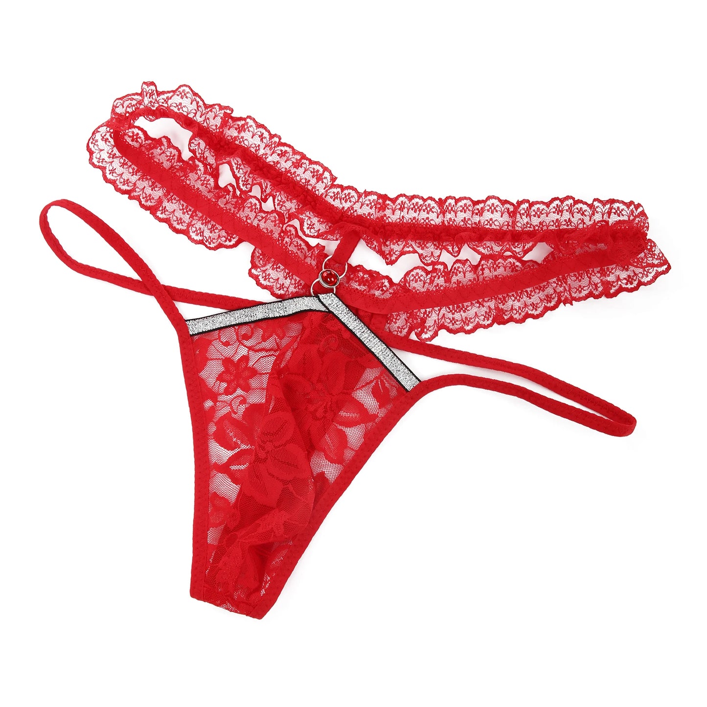 Rhinestone Lace Thong