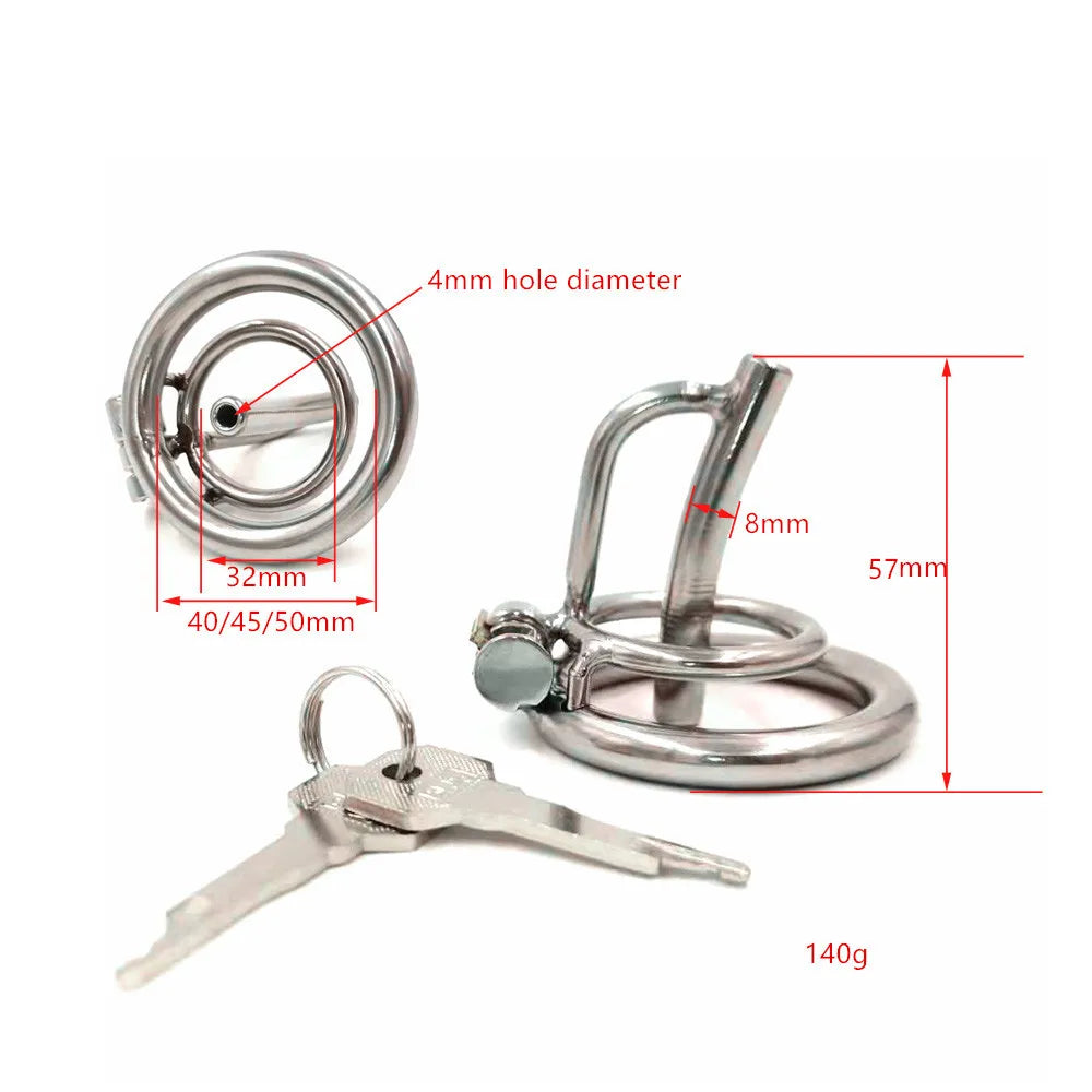 Open Urethral Stainless Steel Chastity Cage