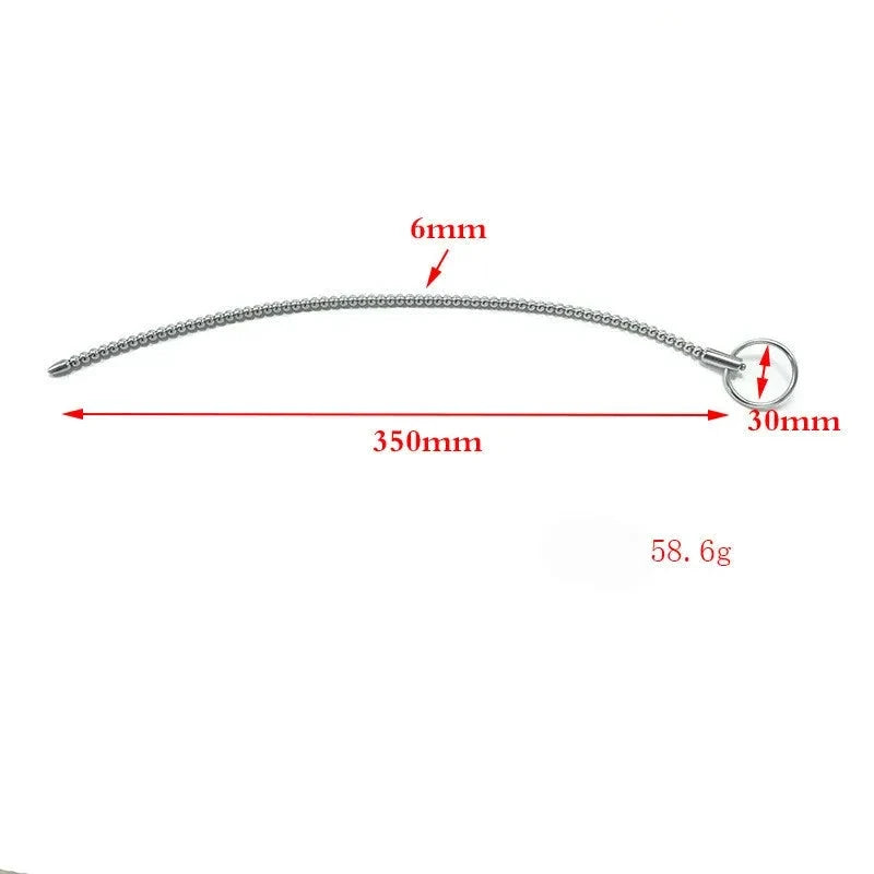 Beaded urethral sound dimensions, 13.8 inch length, 0.24 inch beads