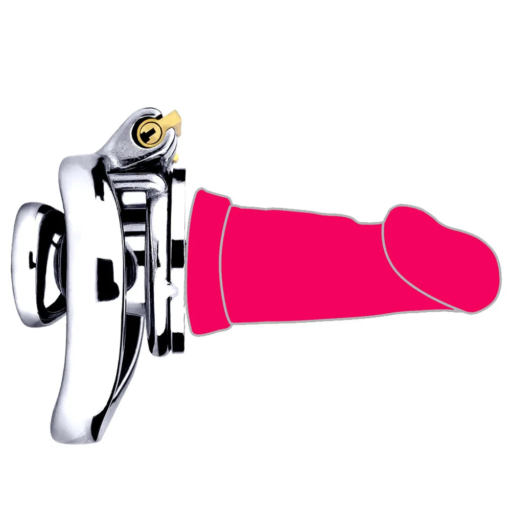 Flat Inverted Chastity Cage With Dildo