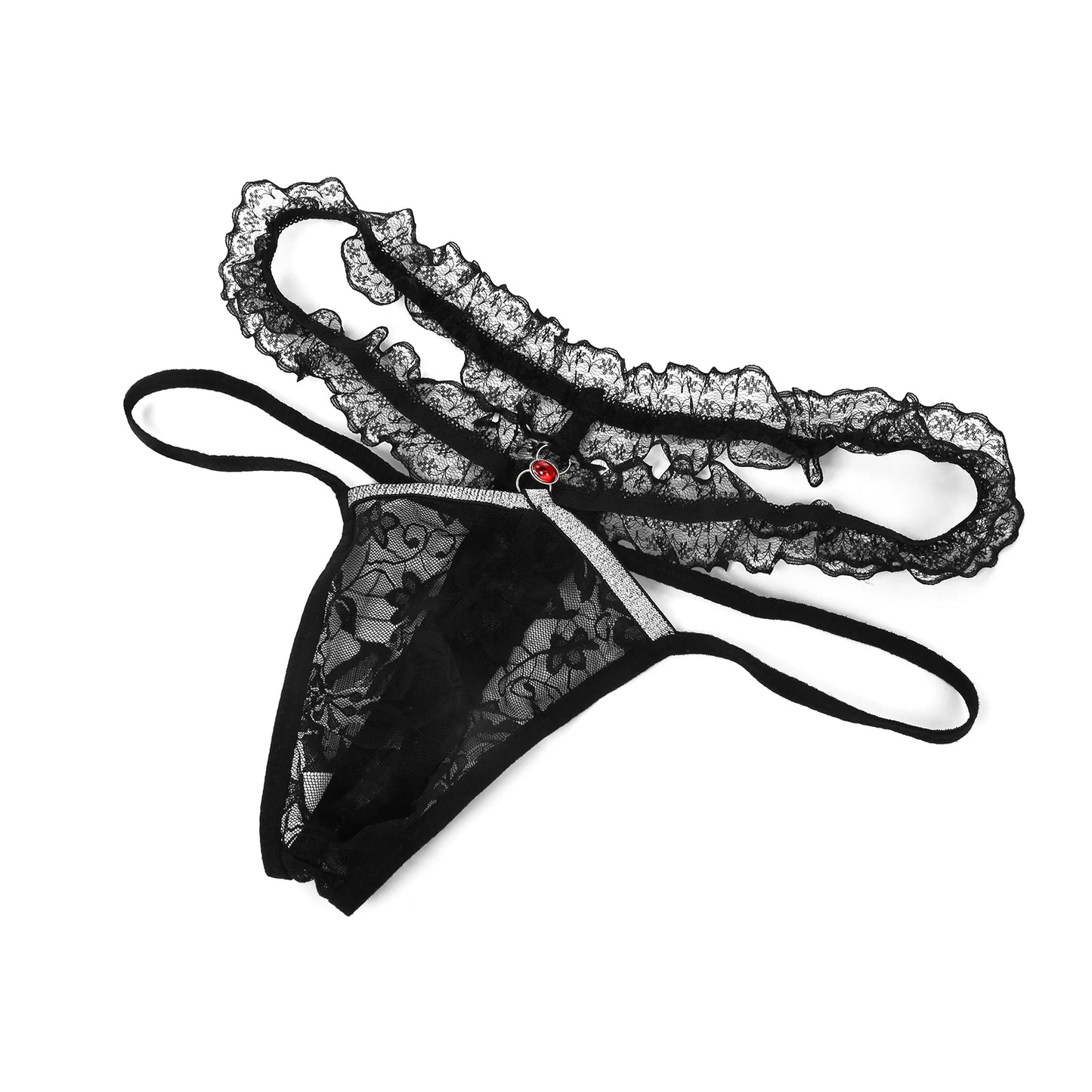 Rhinestone Lace Thong