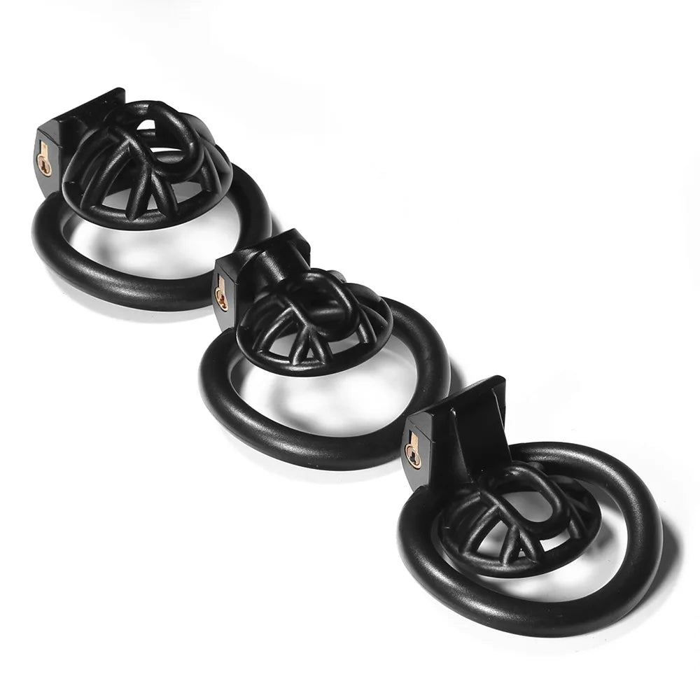 Micro Chastity Cage with 4 Rings