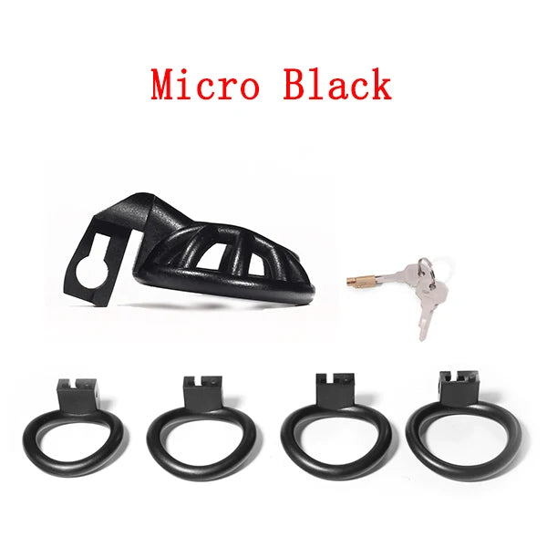 Micro Chastity Cage with 4 Rings