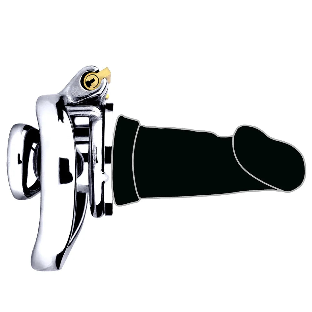 Flat Inverted Chastity Cage With Dildo
