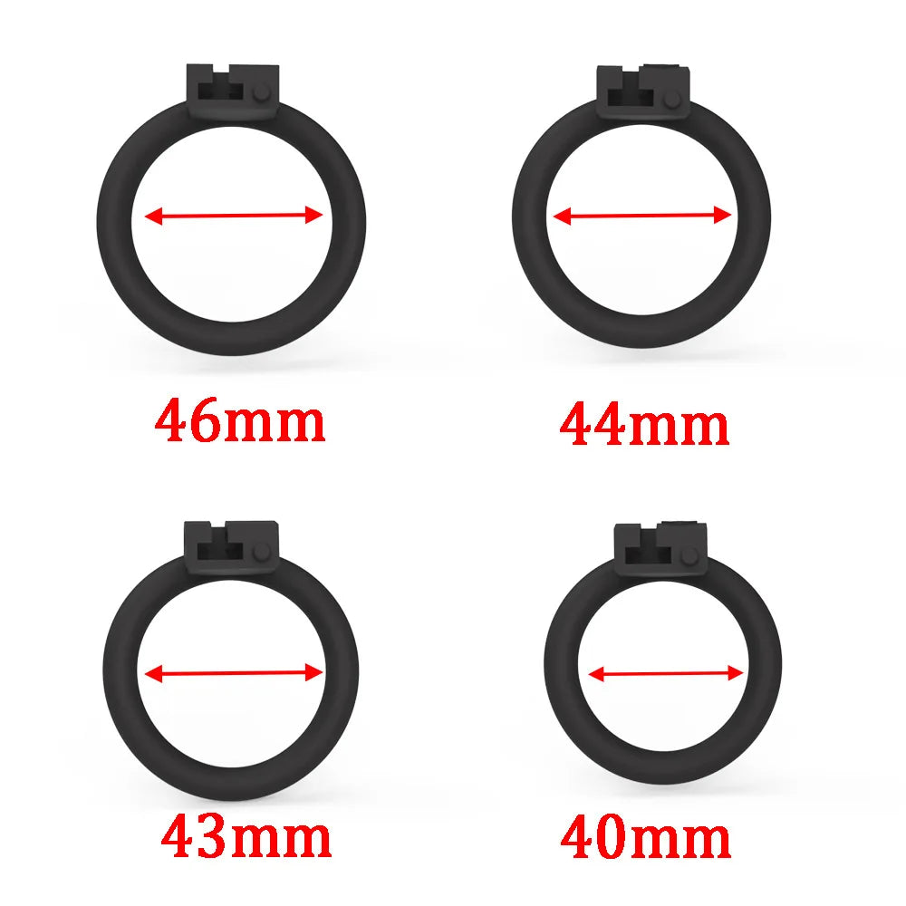 Micro Chastity Cage with 4 Rings