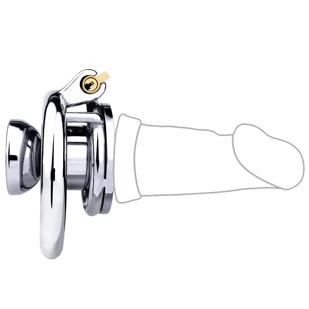 Flat Inverted Chastity Cage With Dildo