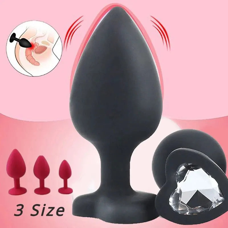 Large black silicone butt plug with suction base, 5.1 inch size, anal training plug for beginners or pros