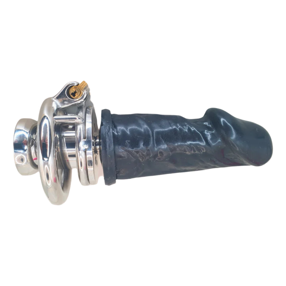 Flat Inverted Chastity Cage With Dildo