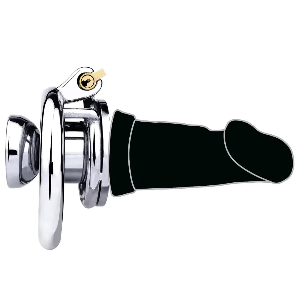 Flat Inverted Chastity Cage With Dildo