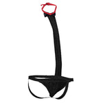 Men's lace jock-thong with tuxedo-inspired detailing.