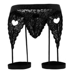 Men's lace thong with heart-shaped cutouts.