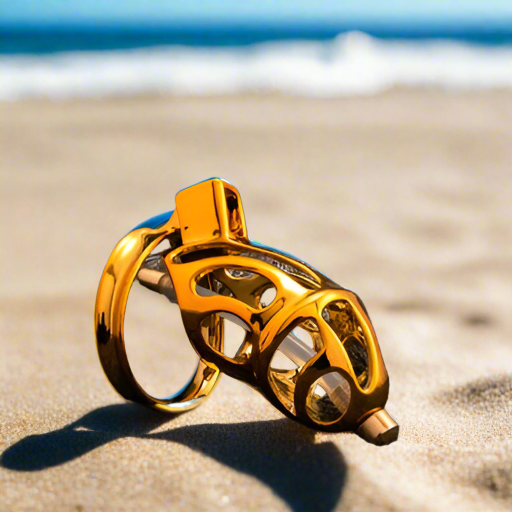 Premium gold chastity cage, combining elegance, style, and functionality for an elevated experience